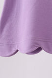 Dark purple flutter sleeve scalloped top Aaria Tees