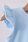 Mint flutter sleeve scalloped top Aaria Tees