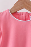 Deep pink flutter sleeve scalloped top Aaria Tees