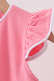 Deep pink flutter sleeve scalloped top Aaria Tees