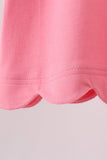Deep pink flutter sleeve scalloped top Aaria Tees