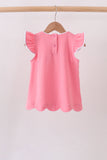 Deep pink flutter sleeve scalloped top Aaria Tees