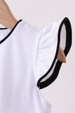 Snow white flutter sleeve scalloped top Aaria Tees