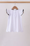 Snow white flutter sleeve scalloped top Aaria Tees