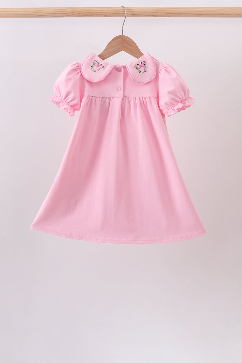 Pink Floral Embroidery Dress - Aaria Tees Aaria Tees