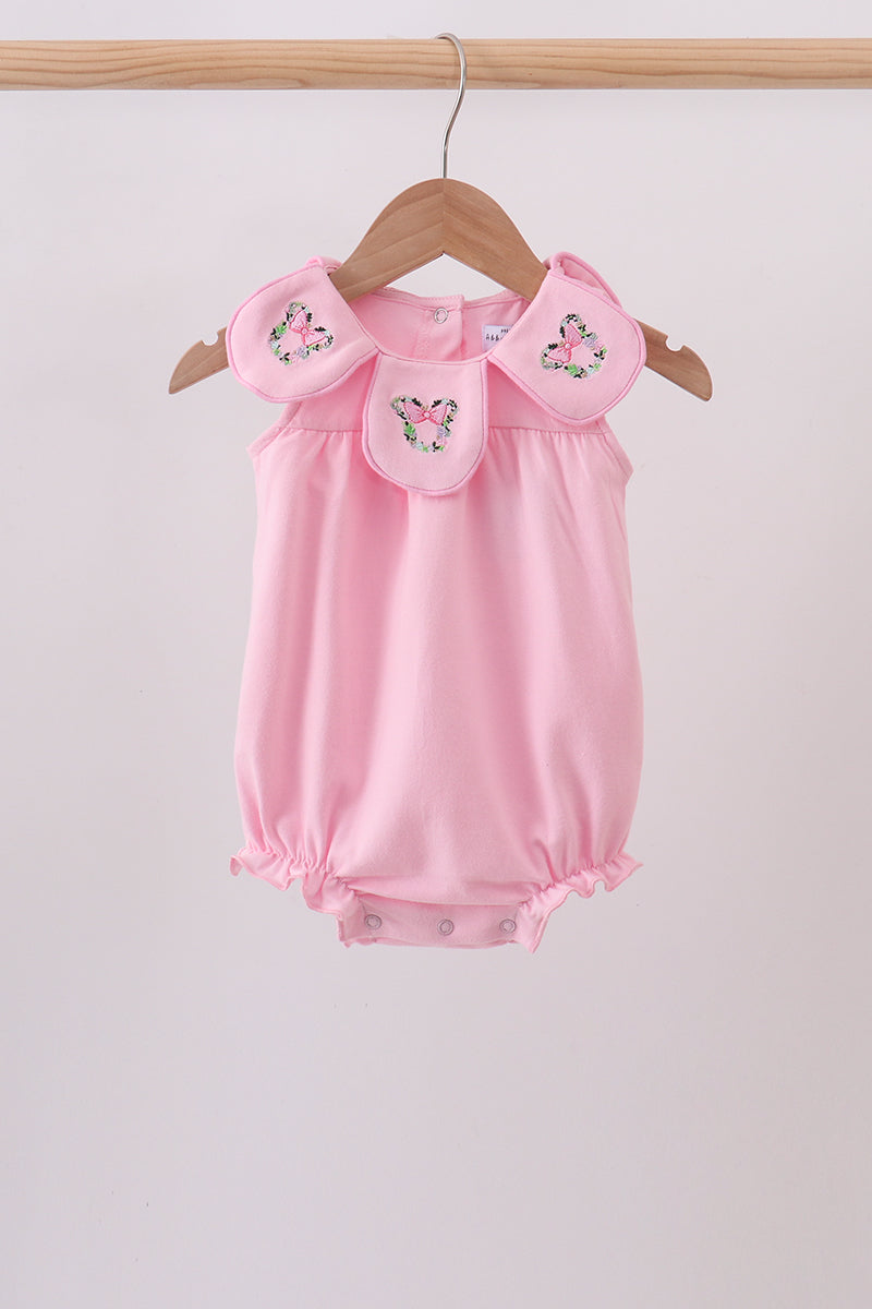Pink Floral Embroidery Bubble - Aaria Tees