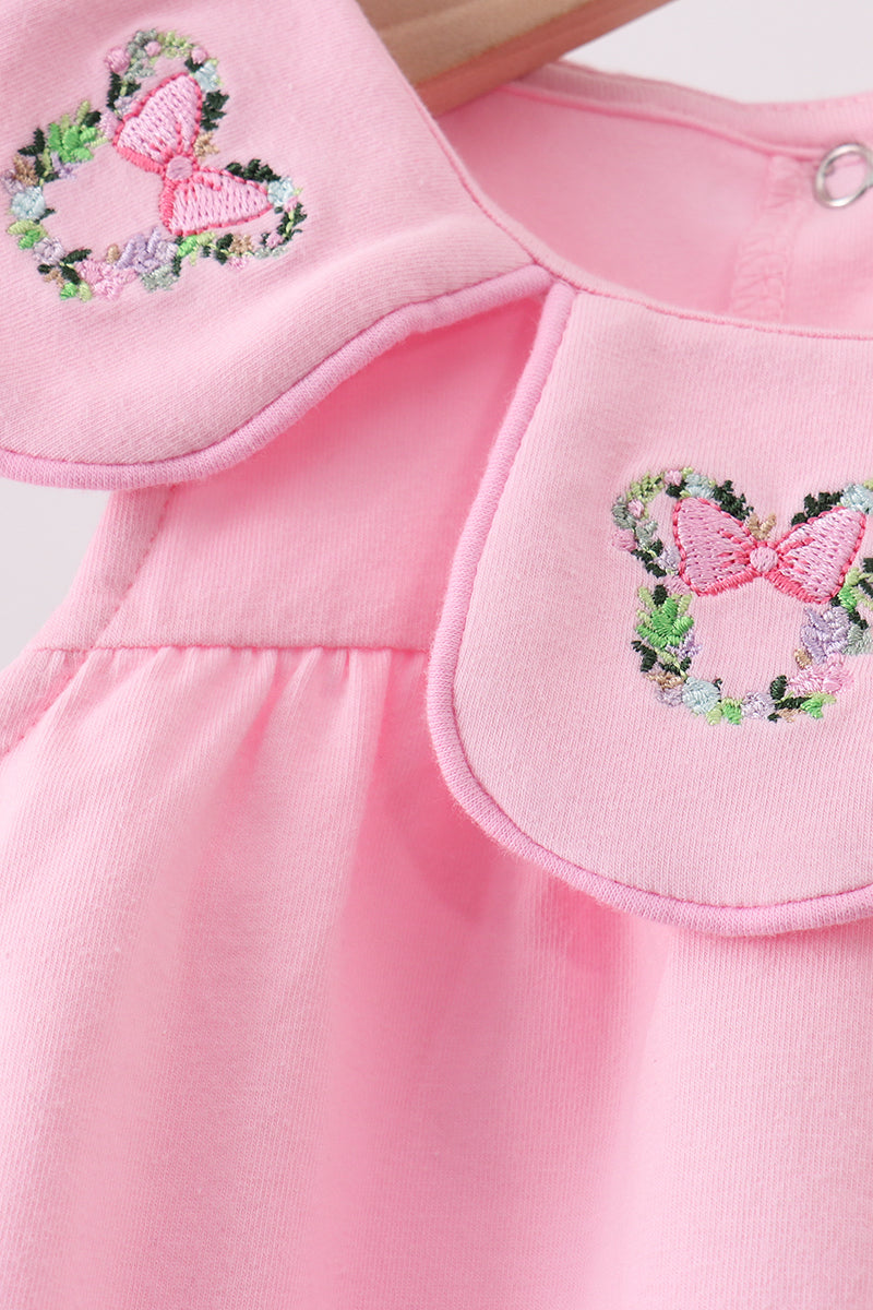 Pink Floral Embroidery Bubble - Aaria Tees Aaria Tees