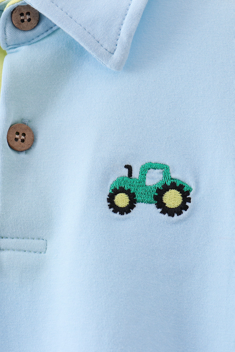 Blue Tractor Embroidered Polo - Aaria Tees Aaria Tees