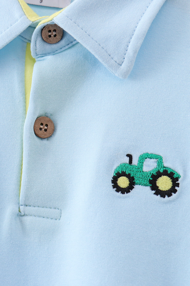 Blue Tractor Embroidered Polo - Aaria Tees Aaria Tees