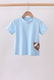 Blue football applique top Aaria Tees