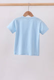 Blue football applique top Aaria Tees