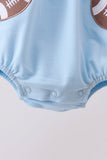 Blue football applique everyone has fun bubble Aaria Tees