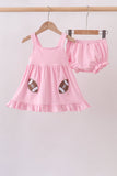 Pink football applique everyone has fun bloomer set Aaria Tees