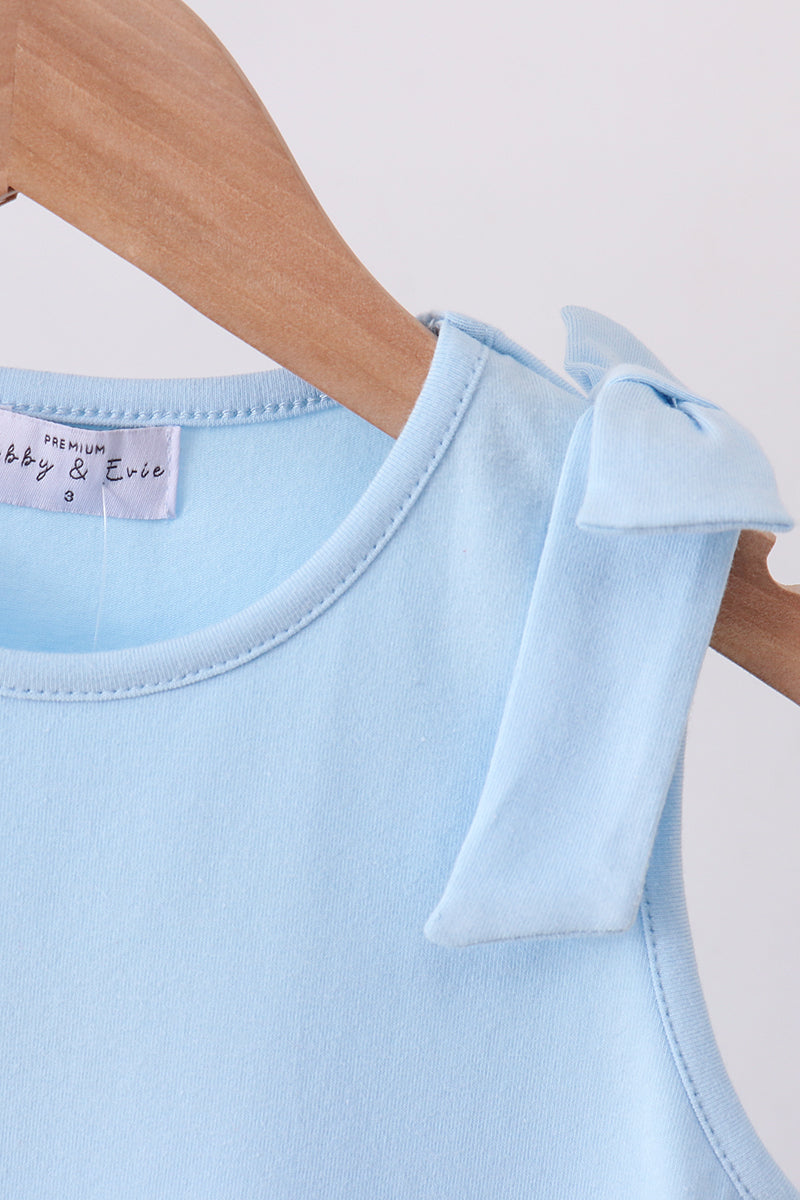 Blue Scalloped Bow Dress - Aaria Tees Aaria Tees