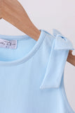 Blue Scalloped Bow Dress - Aaria Tees Aaria Tees