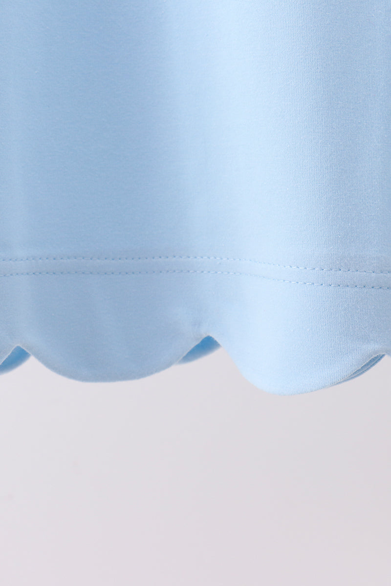 Blue Scalloped Bow Dress - Aaria Tees Aaria Tees