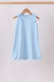 Blue Scalloped Bow Dress Aaria Tees