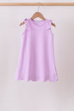 Purple Scalloped Bow Dress Aaria Tees