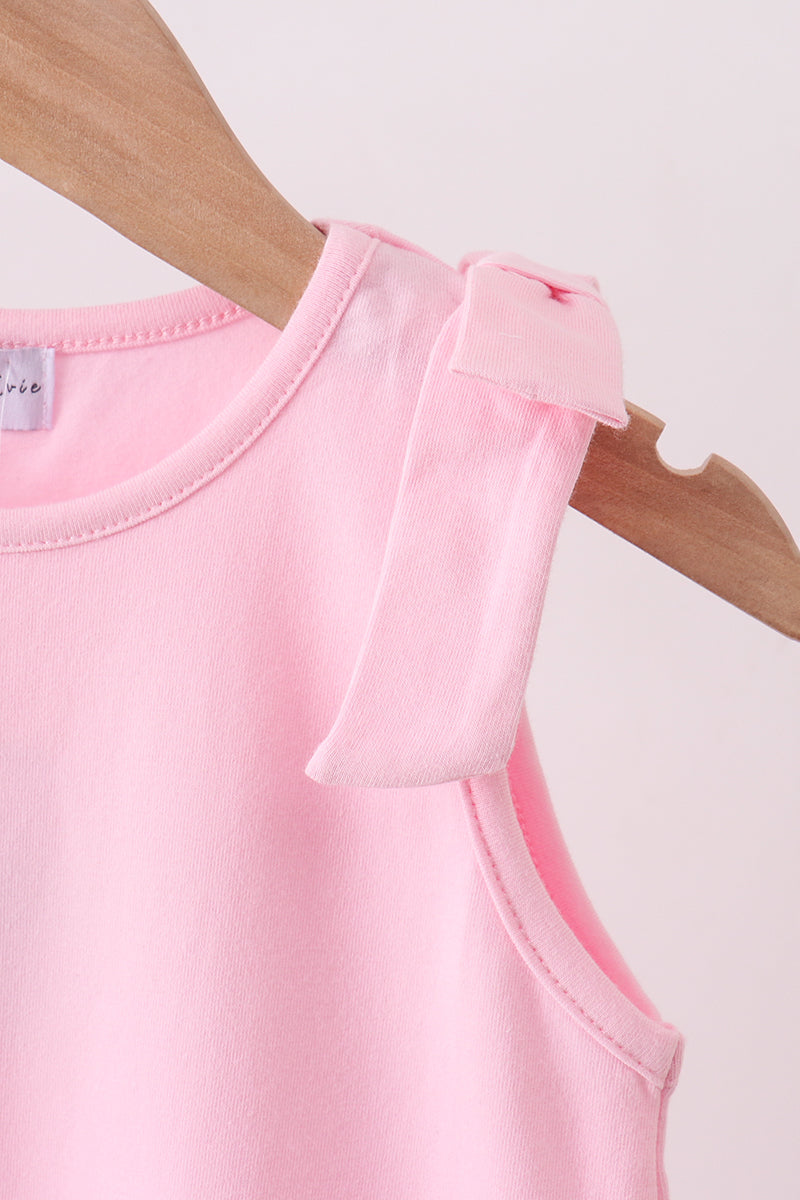 Pink Scalloped Bow Dress - Aaria Tees Aaria Tees