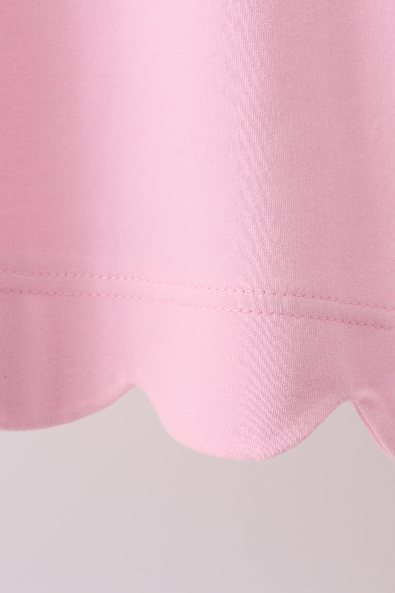 Pink Scalloped Bow Dress - Aaria Tees Aaria Tees