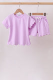 Purple Scalloped Shorts Set Aaria Tees