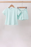 Mint Scalloped Shorts Set Aaria Tees