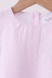 Pink Seersucker Stripe Scalloped Shorts Set - Aaria Tees Aaria Tees