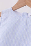 Blue Seersucker Stripe Scalloped Shorts Set - Aaria Tees Aaria Tees
