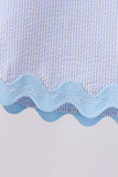 Blue Seersucker Stripe Scalloped Shorts Set - Aaria Tees Aaria Tees
