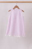 Pink Seersucker Stripe Scalloped Dress Aaria Tees