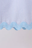 Blue Seersucker Stripe Scalloped Dress - Aaria Tees Aaria Tees