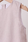 Khaki Seersucker Stripe Scalloped Dress - Aaria Tees Aaria Tees