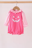Pink Jack-O-Lantern applique 2pc bubble set Aaria Tees
