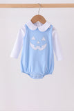 Blue Jack-O-Lantern applique bubble set Aaria Tees