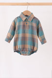 Teal Plaid Button Down Bubble Aaria Tees