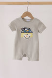 Gray Scarecrow Embroidery Romper Aaria Tees