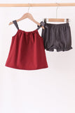 Maroon Scarecrow Embroidery Bloomer Set Aaria Tees