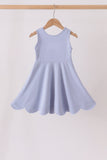Dusty Blue Scalloped Dress Aaria Tees