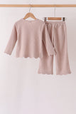 Beige scalloped pants set - Aaria Tees Aaria Tees