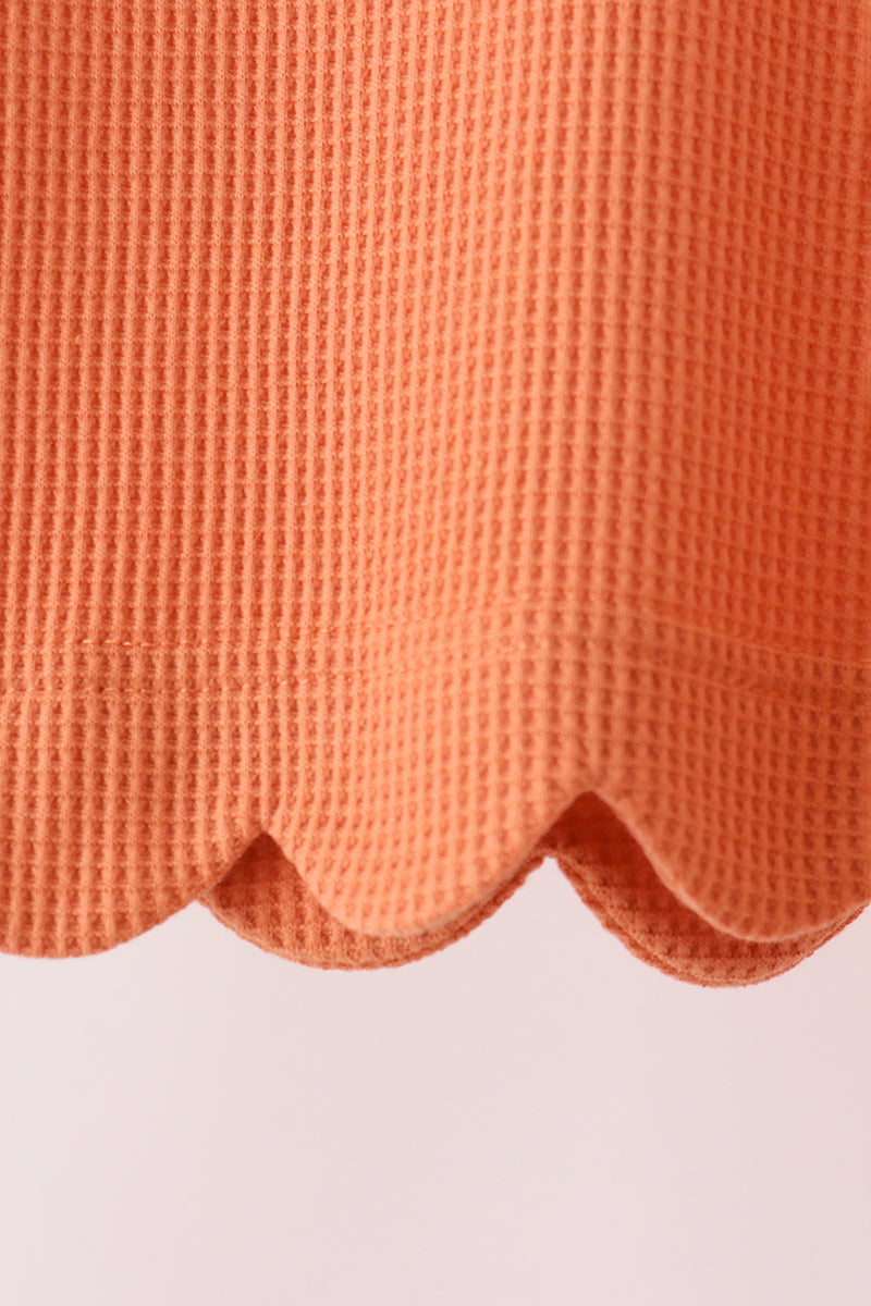 Terra-cotta scalloped pants set - Aaria Tees Aaria Tees