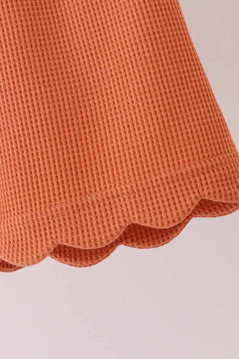 Terra-cotta scalloped pants set - Aaria Tees Aaria Tees
