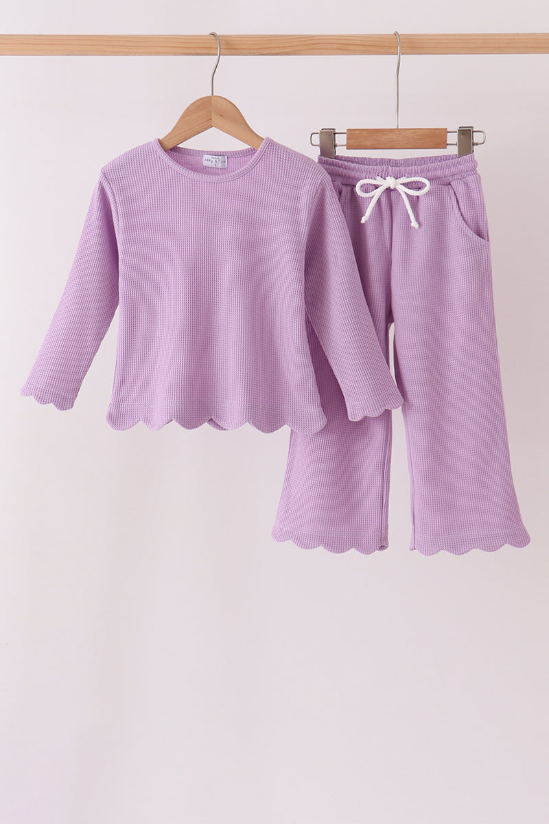 Lavender scalloped pants set - Aaria Tees Aaria Tees