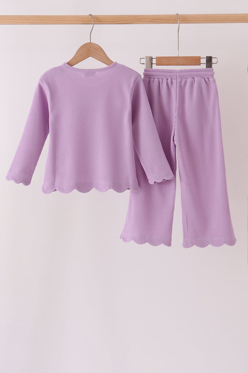 Lavender scalloped pants set - Aaria Tees Aaria Tees