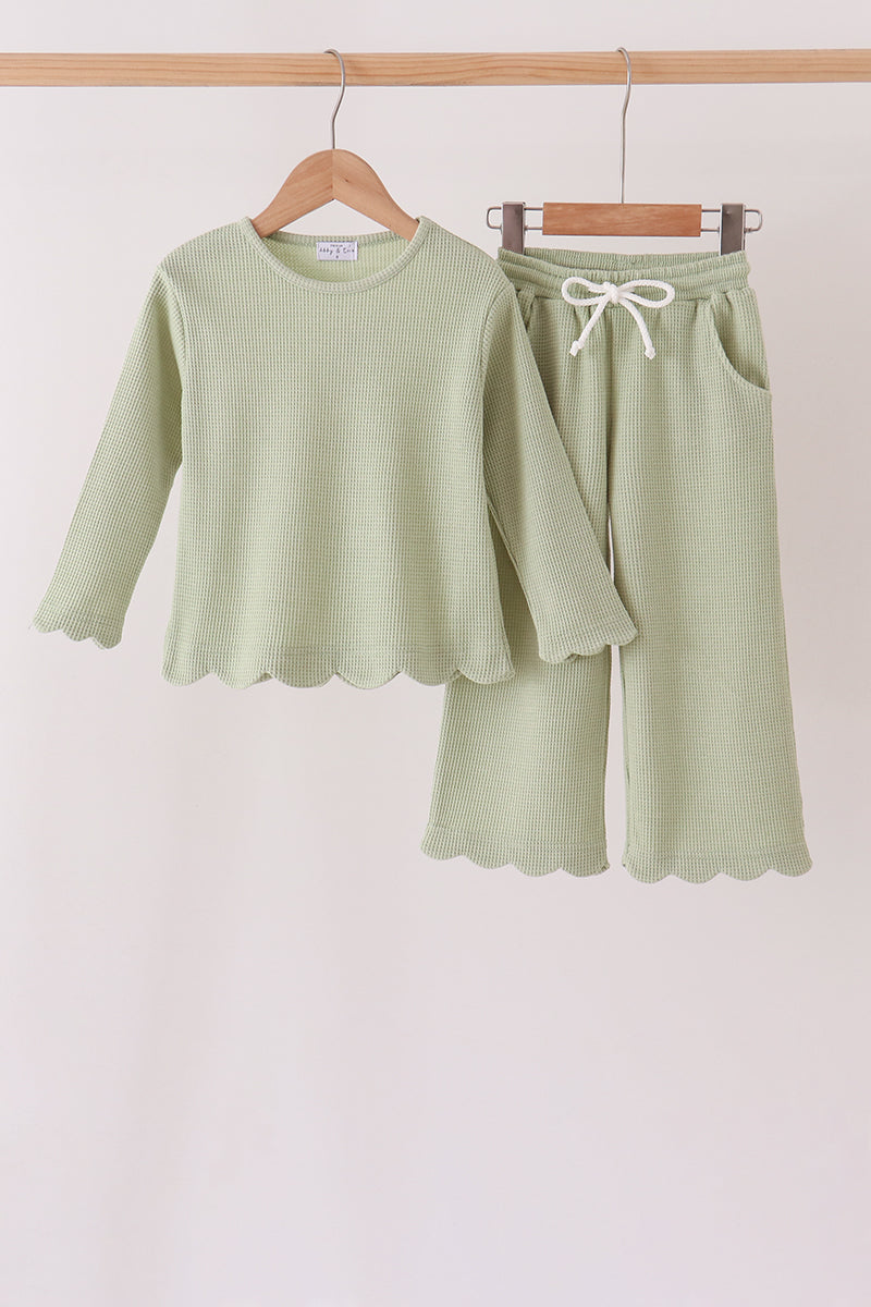 Green scalloped pants set - Aaria Tees Aaria Tees