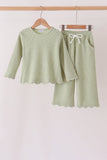 Green scalloped pants set - Aaria Tees Aaria Tees