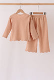 Oatmeal scalloped pants set - Aaria Tees Aaria Tees