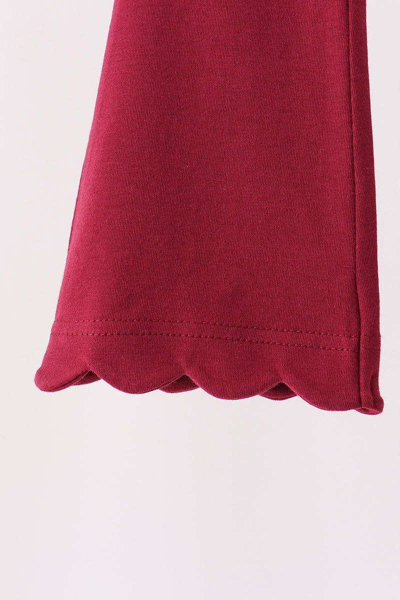 Maroon scalloped bell pants - Aaria Tees Aaria Tees