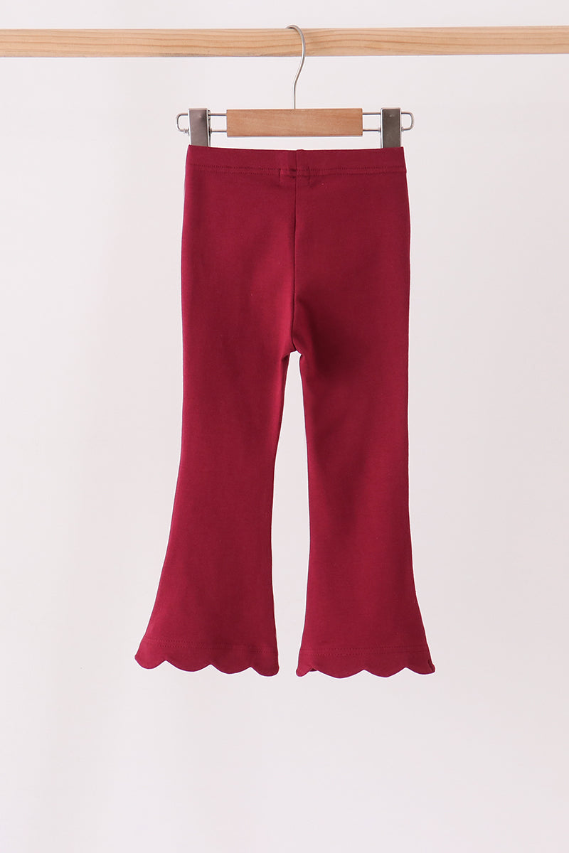 Maroon scalloped bell pants - Aaria Tees Aaria Tees