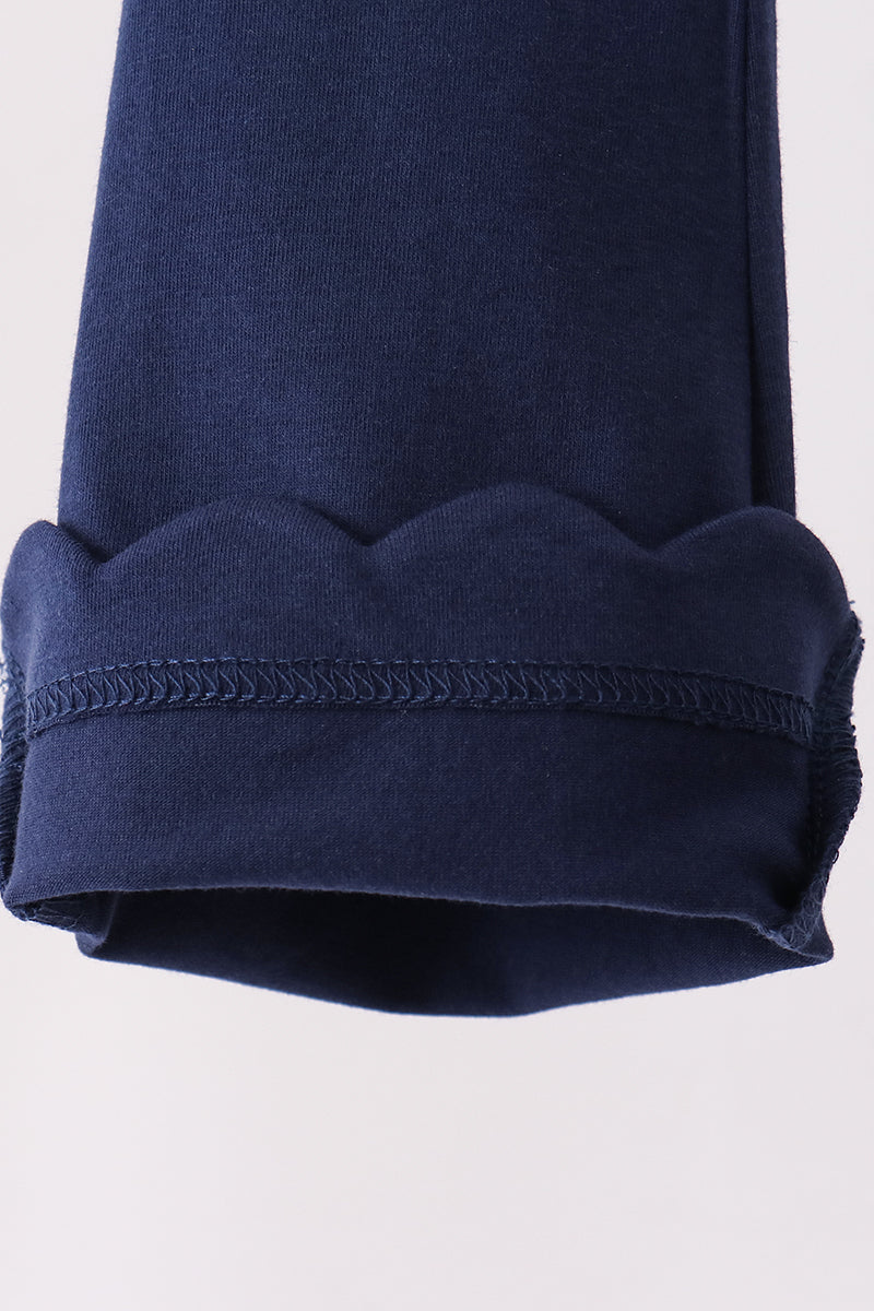 Navy scalloped bell pants - Aaria Tees Aaria Tees