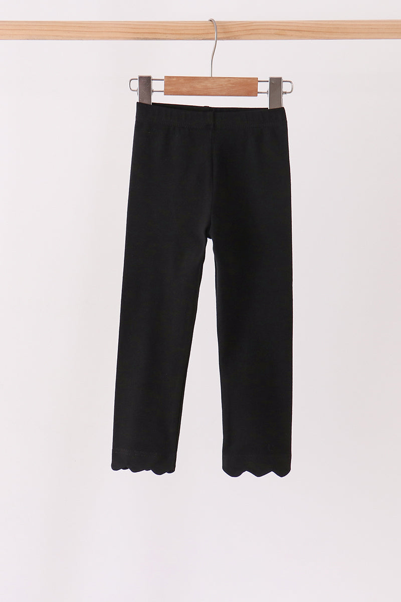 Black scalloped leggings - Aaria Tees